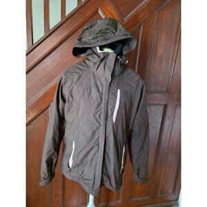 Columbia Interchange Womens Brown Pink Hooded Winter Jacket Large Omni-tech